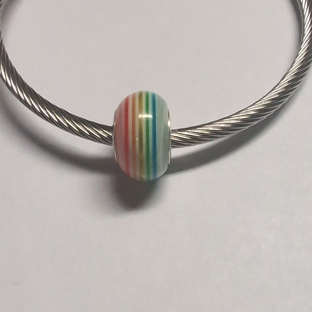 Rainbow Striped Charm for Pandora Style‎ Bracelet